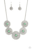 Chrysanthemum Craze - Green Necklace - Paparazzi Accessories Necklace Bedazzle Me Pretty Mobile Fashion Boutique