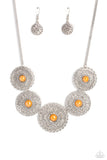 Chrysanthemum Craze - Orange Necklace - Paparazzi Accessories Necklace Bedazzle Me Pretty Mobile Fashion Boutique