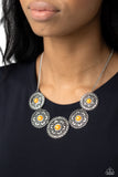 Chrysanthemum Craze - Orange Necklace - Paparazzi Accessories Necklace Bedazzle Me Pretty Mobile Fashion Boutique