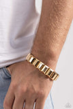 Chunky Champion - Gold Mens Bracelet - Paparazzi Accessories Mens Bracelet Bedazzle Me Pretty Mobile Fashion Boutique