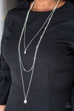 City Blockbuster - White Necklace - Paparazzi Accessories Necklace Bedazzle Me Pretty Mobile Fashion Boutique