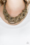 City Catwalk - Brass Necklace - Paparazzi Accessories Necklace Bedazzle Me Pretty Mobile Fashion Boutique