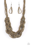 City Catwalk - Brass Necklace - Paparazzi Accessories Necklace Bedazzle Me Pretty Mobile Fashion Boutique