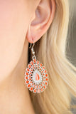 City Chateau - Orange Earrings - Paparazzi Accessories Earrings Bedazzle Me Pretty Mobile Fashion Boutique