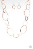 City Circuit - Rose Gold Necklace - Paparazzi Accessories Necklace Bedazzle Me Pretty Mobile Fashion Boutique