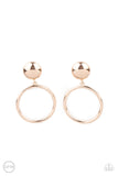 Classic Candescence - Rose Gold Clip-On Earrings - Paparazzi Accessories Clip-On Bedazzle Me Pretty Mobile Fashion Boutique