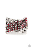 Classic Crossover - Red Ring - Paparazzi Accessories Ring Bedazzle Me Pretty Mobile Fashion Boutique
