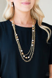 Classical Cadence - Gold Necklace - Paparazzi Accessories Necklace Bedazzle Me Pretty Mobile Fashion Boutique