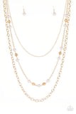 Classical Cadence - Gold Necklace - Paparazzi Accessories Necklace Bedazzle Me Pretty Mobile Fashion Boutique
