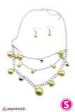 Classically Captivating - Green/Yellow Necklace - Paparazzi Accessories Necklace Bedazzle Me Pretty Mobile Fashion Boutique