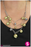 Classically Captivating - Green/Yellow Necklace - Paparazzi Accessories Necklace Bedazzle Me Pretty Mobile Fashion Boutique