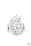 Clear-Cut Cascade - White Ring - Paparazzi Accessories Ring Bedazzle Me Pretty Mobile Fashion Boutique