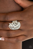 Clear-Cut Cascade - White Ring - Paparazzi Accessories Ring Bedazzle Me Pretty Mobile Fashion Boutique