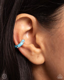 Coastal Color - Blue Cuff Earrings - Paparazzi Accessories Post Earrings Bedazzle Me Pretty Mobile Fashion Boutique