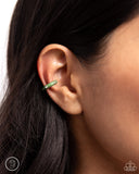 Coastal Color - Green Cuff Earrings - Paparazzi Accessories Post Earrings Bedazzle Me Pretty Mobile Fashion Boutique