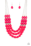 Coastal Cruise - Pink Necklace - Paparazzi Accessories Necklace Bedazzle Me Pretty Mobile Fashion Boutique