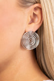 COIL Over - Silver Post Earrings - Paparazzi Accessories Post Earrings Bedazzle Me Pretty Mobile Fashion Boutique