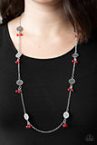 Color Boost - Red Necklace - Paparazzi Accessories Necklace Bedazzle Me Pretty Mobile Fashion Boutique