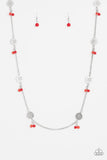 Color Boost - Red Necklace - Paparazzi Accessories Necklace Bedazzle Me Pretty Mobile Fashion Boutique