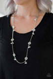 Color Boost - White Necklace - Paparazzi Accessories Necklace Bedazzle Me Pretty Mobile Fashion Boutique