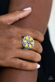 Color Me Calla Lily - Yellow Ring - Paparazzi Accessories Ring Bedazzle Me Pretty Mobile Fashion Boutique