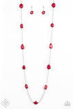 Color Me Carefree - Red Necklace - Paparazzi Accessories Necklace Bedazzle Me Pretty Mobile Fashion Boutique