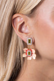 Colorful Clippings - Green Clip-On Earrings - Paparazzi Accessories Clip-On Earrings Bedazzle Me Pretty Mobile Fashion Boutique