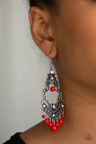 Colorfully Cabaret - Red Earrings - Paparazzi Accessories Earrings Bedazzle Me Pretty Mobile Fashion Boutique