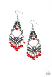 Colorfully Cabaret - Red Earrings - Paparazzi Accessories Earrings Bedazzle Me Pretty Mobile Fashion Boutique