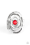 Colorfully Chaotic - Red Ring - Paparazzi Accessories Ring Bedazzle Me Pretty Mobile Fashion Boutique