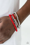 Colorfully Chromatic - Red Bracelet - Paparazzi Accessories Bracelet Bedazzle Me Pretty Mobile Fashion Boutique