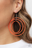 Colorfully Circulating - Orange Earrings - Paparazzi Accessories Earrings Bedazzle Me Pretty Mobile Fashion Boutique