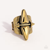 Combustible Compass - Brass Ring - Paparazzi Accessories Ring Bedazzle Me Pretty Mobile Fashion Boutique