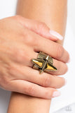 Combustible Compass - Brass Ring - Paparazzi Accessories Ring Bedazzle Me Pretty Mobile Fashion Boutique