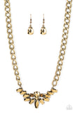 Come at Me - Brass Necklace - Paparazzi Accessories Necklace Bedazzle Me Pretty Mobile Fashion Boutique