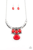 Commander In CHIEFETTE - Red Necklace - Paparazzi Accessories Necklace Bedazzle Me Pretty Mobile Fashion Boutique