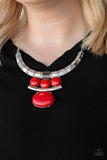 Commander In CHIEFETTE - Red Necklace - Paparazzi Accessories Necklace Bedazzle Me Pretty Mobile Fashion Boutique