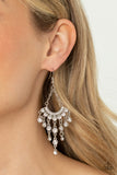 Commanding Candescence - White Earrings - Paparazzi Accessories Earrings Bedazzle Me Pretty Mobile Fashion Boutique
