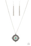 Compass Composure - Green Necklace - Paparazzi Accessories Necklace Bedazzle Me Pretty Mobile Fashion Boutique