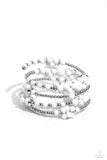 Compelling Clouds - White Bracelet - Paparazzi Accessories Bracelet Bedazzle Me Pretty Mobile Fashion Boutique