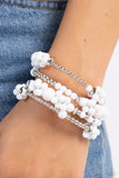 Compelling Clouds - White Bracelet - Paparazzi Accessories Bracelet Bedazzle Me Pretty Mobile Fashion Boutique