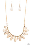 Compelling Confetti - Gold Necklace - Paparazzi Accessories Necklace Bedazzle Me Pretty Mobile Fashion Boutique
