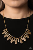 Compelling Confetti - Gold Necklace - Paparazzi Accessories Necklace Bedazzle Me Pretty Mobile Fashion Boutique