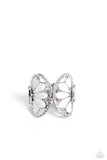 Concaved Catwalk - White Ring - Paparazzi Accessories Ring Bedazzle Me Pretty Mobile Fashion Boutique