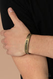 Conquer Your Fears - Brass Mens Bracelet - Paparazzi Accessories Mens Bracelet Bedazzle Me Pretty Mobile Fashion Boutique