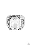 Conquered - White Ring - Paparazzi Accessories Ring Bedazzle Me Pretty Mobile Fashion Boutique