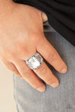 Conquered - White Ring - Paparazzi Accessories Ring Bedazzle Me Pretty Mobile Fashion Boutique