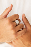 Conquest - White Ring - Paparazzi Accessories Ring Bedazzle Me Pretty Mobile Fashion Boutique