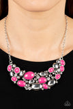 Contemporary Calamity - Pink Necklace - Paparazzi Accessories Necklace Bedazzle Me Pretty Mobile Fashion Boutique