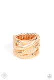 Contemporary Convergence - Gold Ring - Paparazzi Accessories Ring Bedazzle Me Pretty Mobile Fashion Boutique